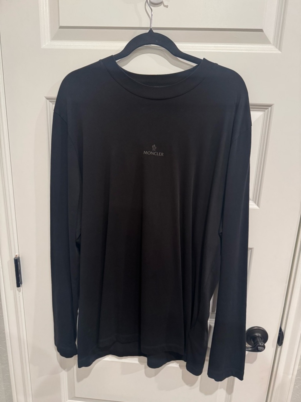 Moncler Black Long-Sleeve Crewneck Shirt with Subtle Logo